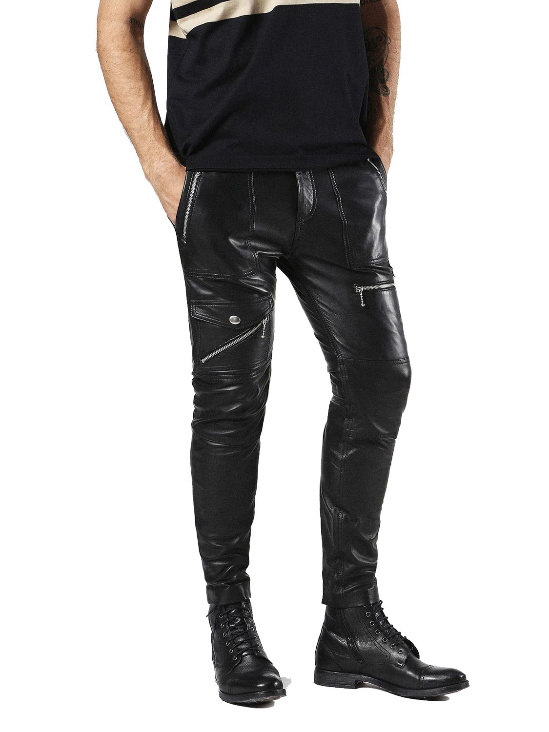 diesel mens leather trousers